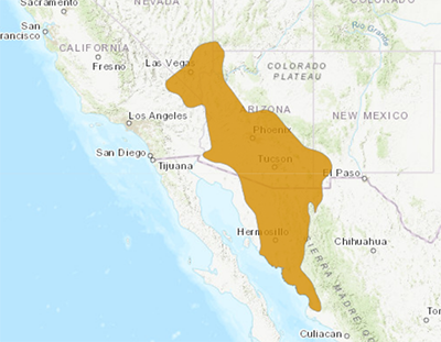 Range Map for Gila Monster